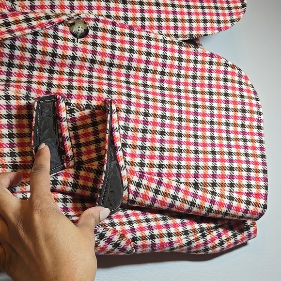 Talbots Shetland Wool Multi Color Plaid Elbow Patch Lined Blazer BWOT - Picture 5 of 13